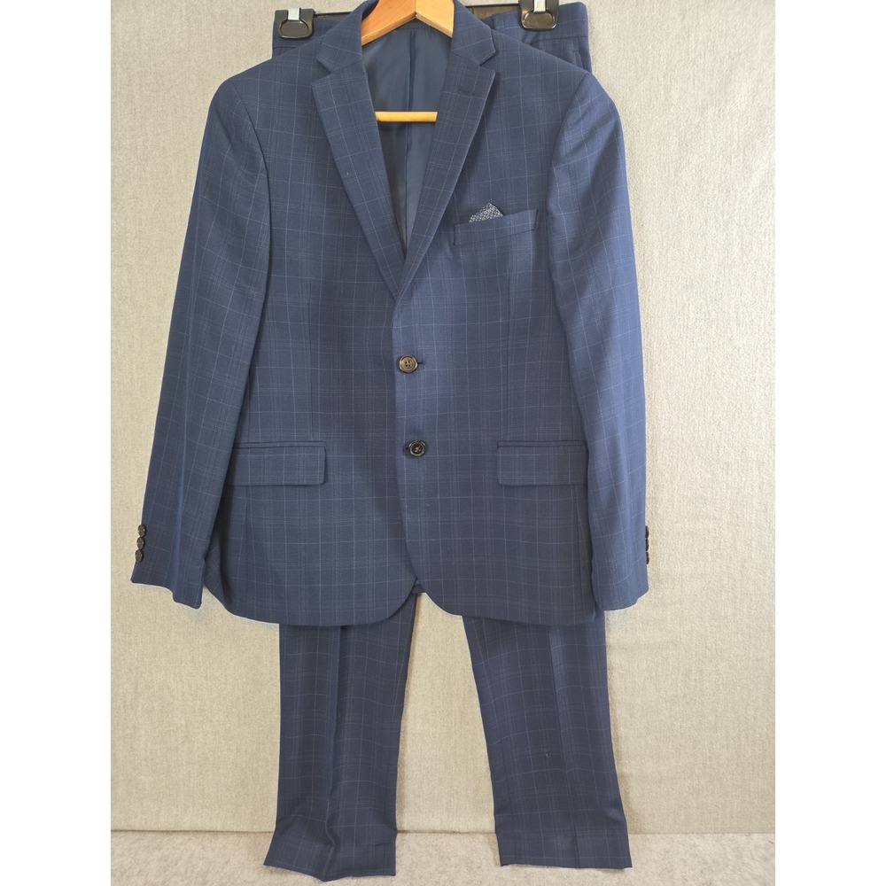 LAUREN Ralph Lauren Boys 16R Dress Suit Classic 2 Piece Navy Windowpane Lined